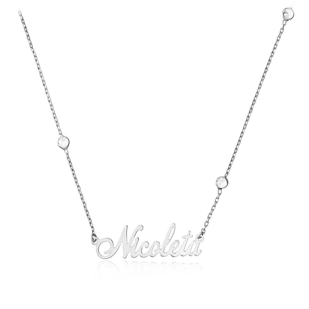 Colier Crystal cu orice nume din Argint 925