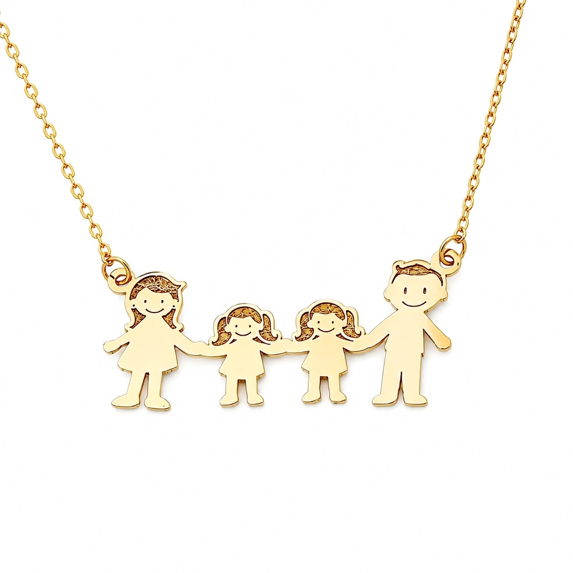 Colier Familia cu parinti si doi copii din Aur 14k 585