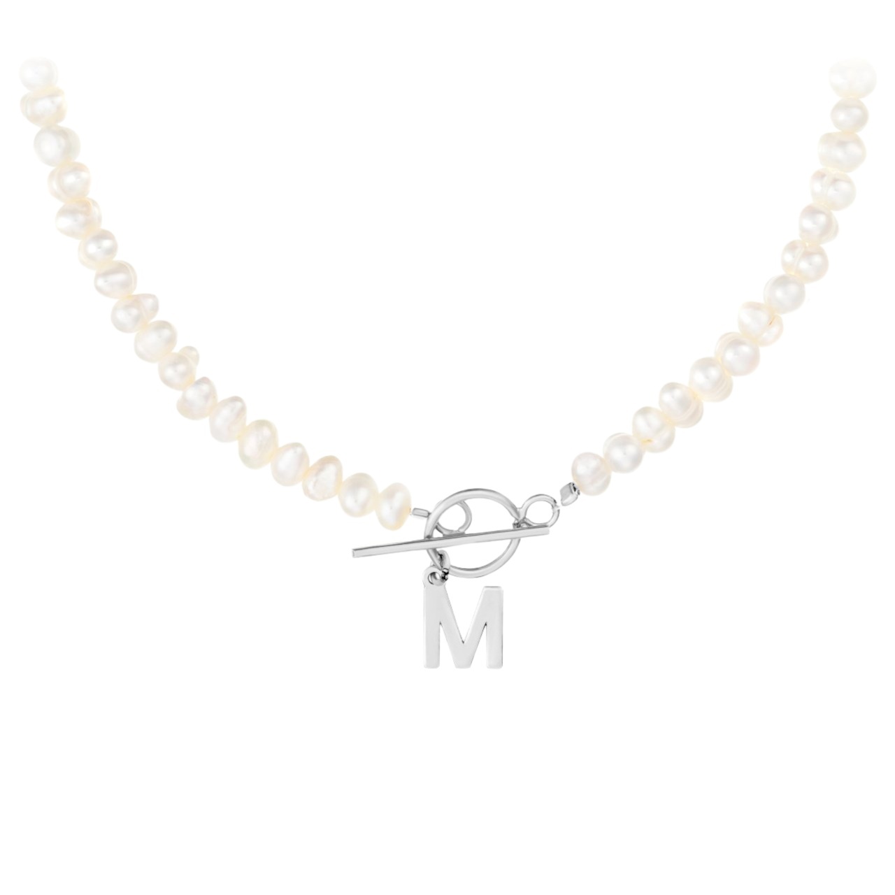 Colier You & Pearls din Argint 925 și inițială