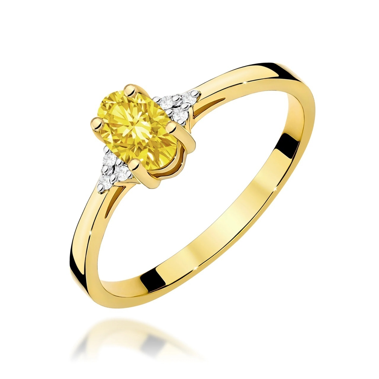 Inel Aur 14K cu Diamante Galbene de Laborator 0.65 ct