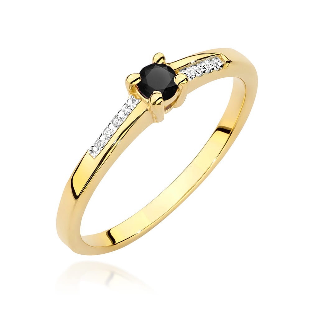 Inel Aur 14K cu Diamante Naturale Albe si Negre 0.16 ct