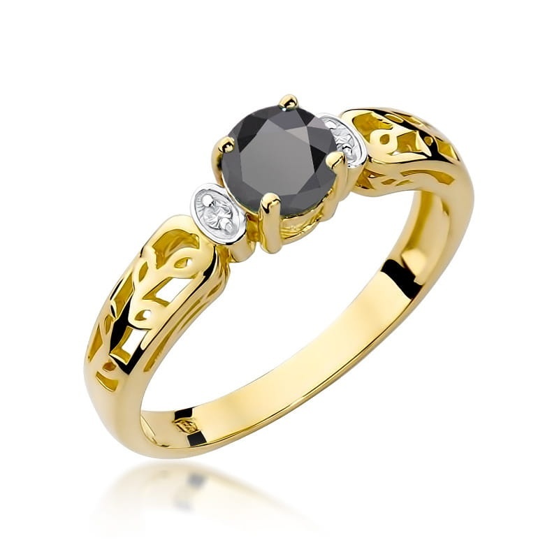 Inel Aur 14K cu Diamante Naturale Albe si Negre 0.52 ct