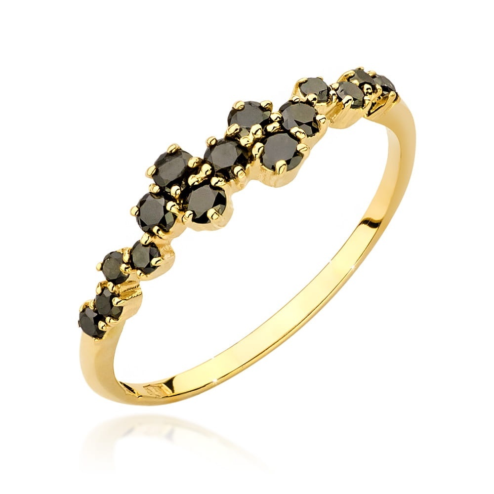 Inel Aur 14K cu Diamante Naturale Negre 0.33 ct