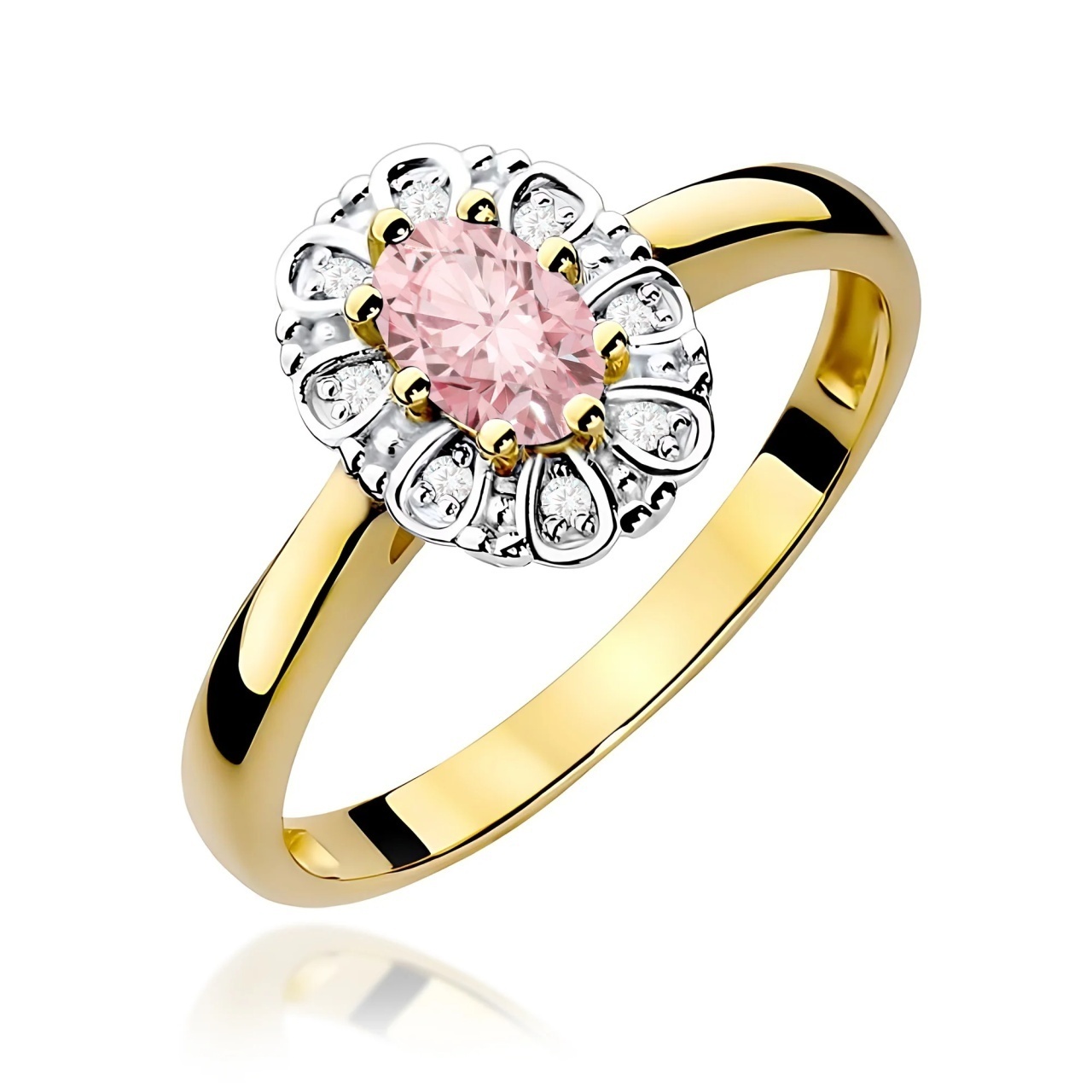 Inel Aur 14K cu Diamante Roz de Laborator 0.57 ct