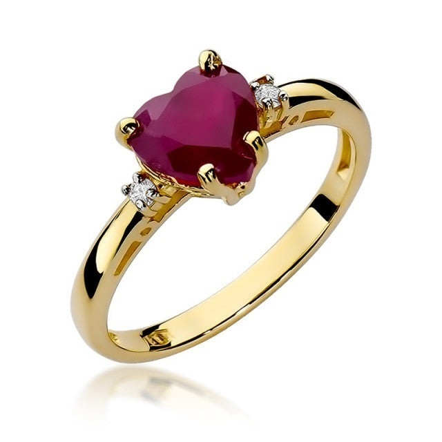 Inel Aur 14K cu Rubin 1.70 ct si Diamante Naturale 0.03 ct