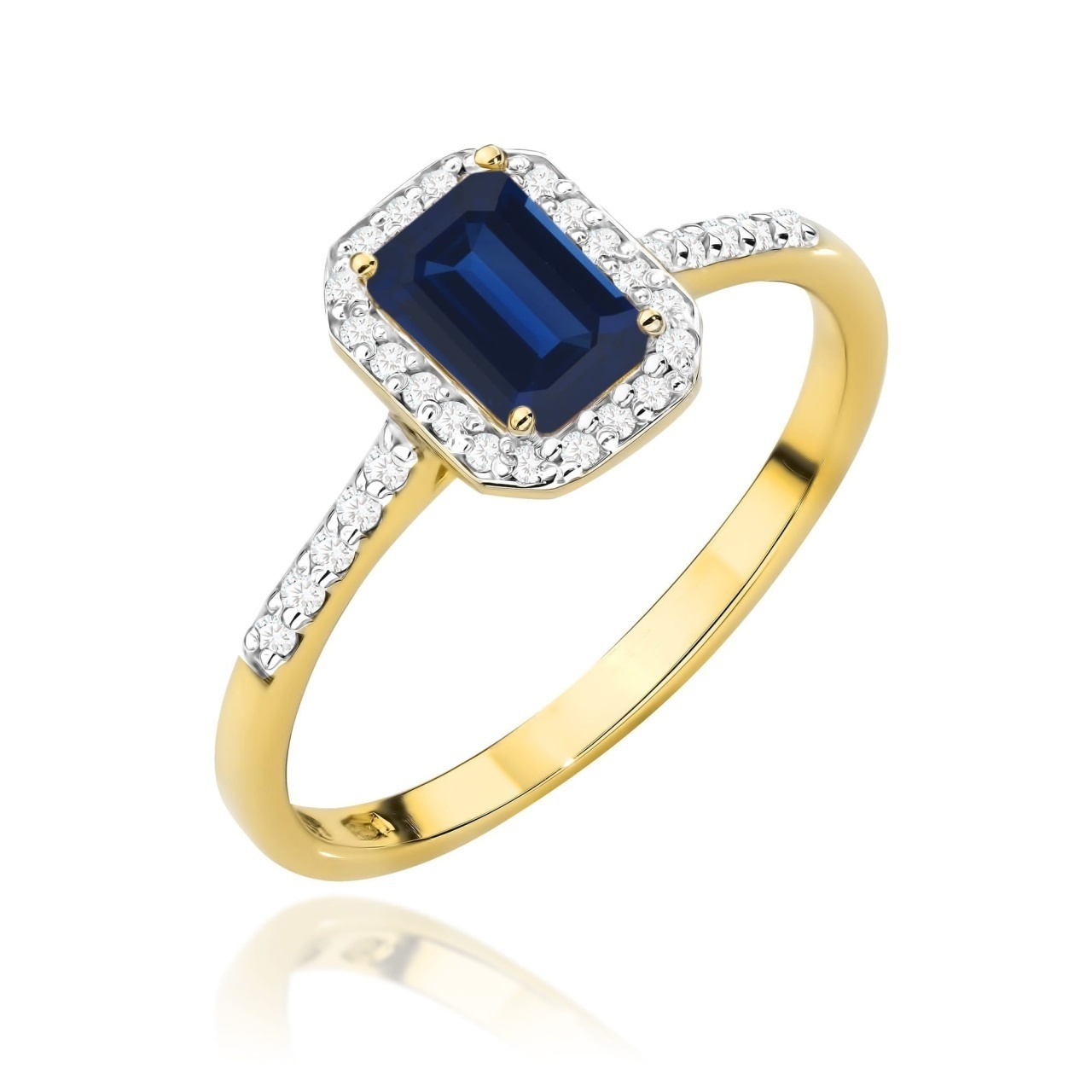 Inel Aur 14K cu Safir 0.60 ct si Diamante Naturale 0.19 ct