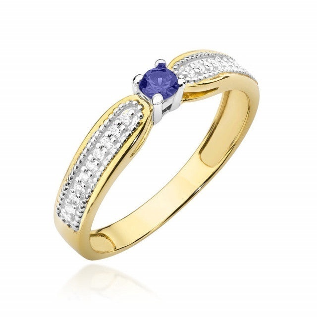 Inel Aur 14K cu Tanzanit 0.15 ct si Diamante Naturale 0.09 ct