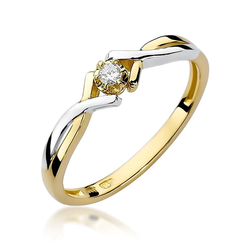 Inel Aur 9K cu Diamant Natural 0.04 ct