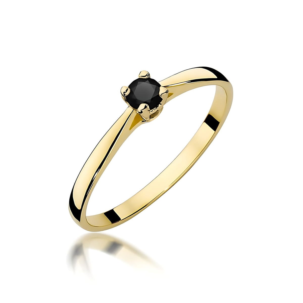 Inel Aur 9K cu Diamant Natural Negru 0.20 ct