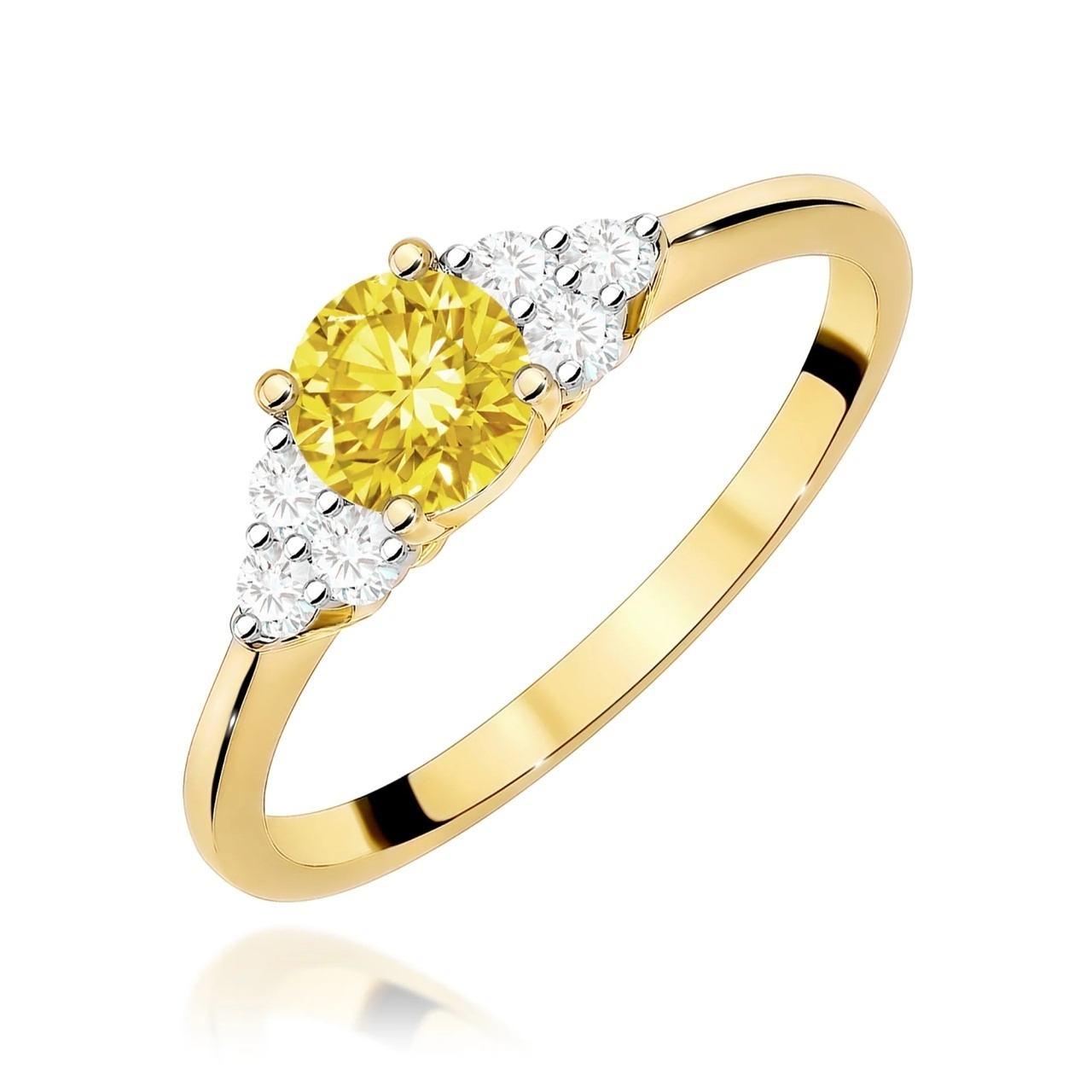Inel Aur 9K cu Diamante Galbene de Laborator 0.68 ct