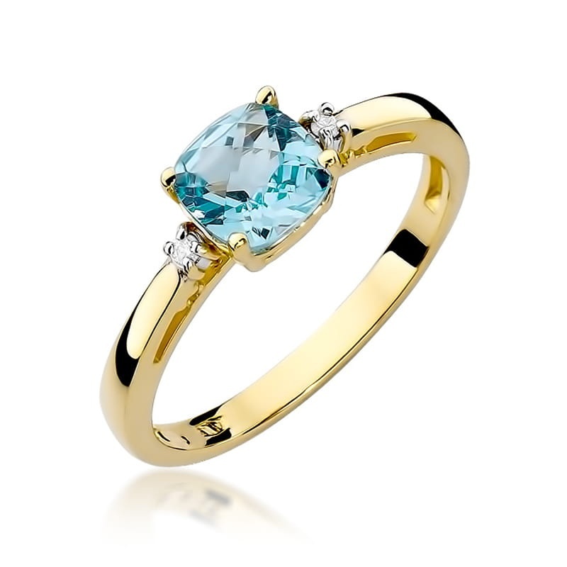 Inel Aur 9K cu Topaz Swiss 1.10 ct si Diamante Naturale 0.03 ct