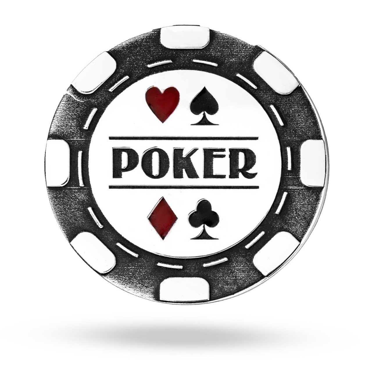 Moneda Poker din Argint 3cm - gravura 3D Fata&Verso in Capsula Plastic