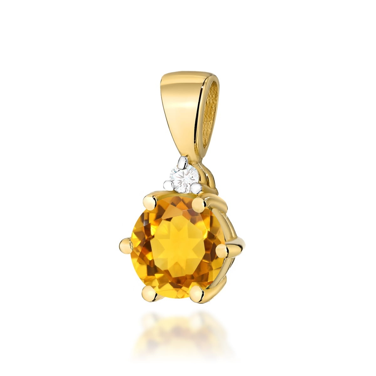 Pandantiv Aur 14K cu Citrin 0.50 ct si Diamant Natural 0.01 ct