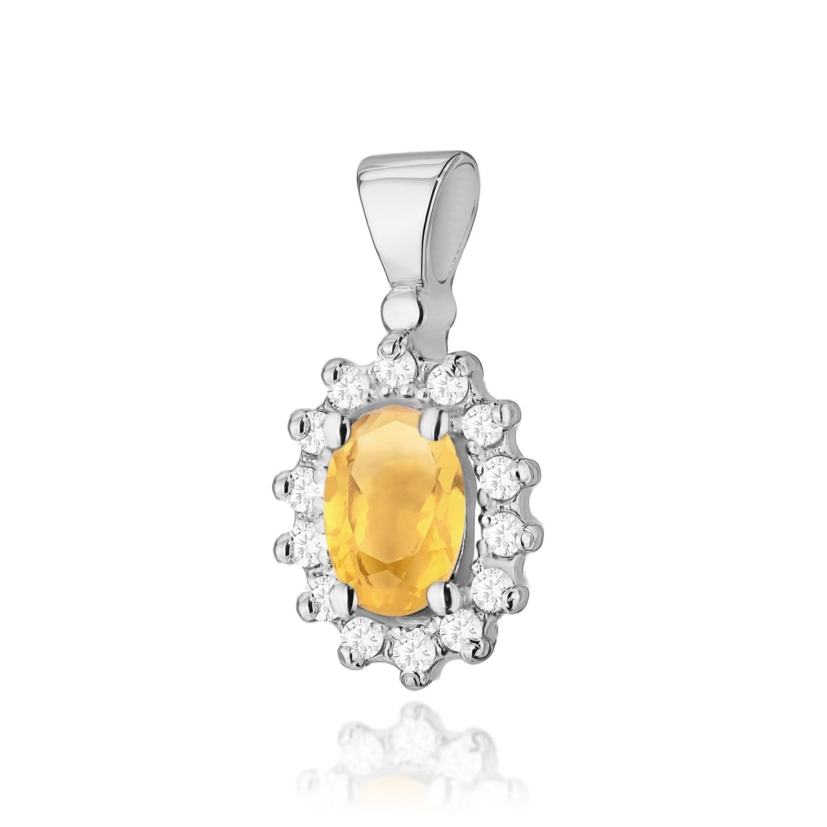 Pandantiv Aur 14K cu Citrin 0.60 ct si Diamante Naturale 0.12 ct