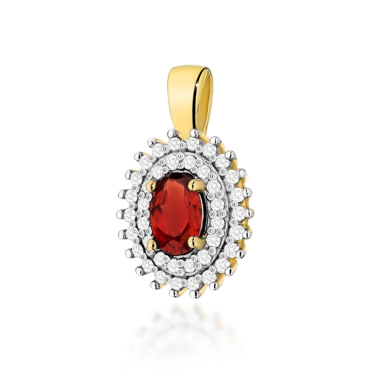Pandantiv Aur 14K cu Granat 0.50 ct si Diamante Naturale 0.19 ct