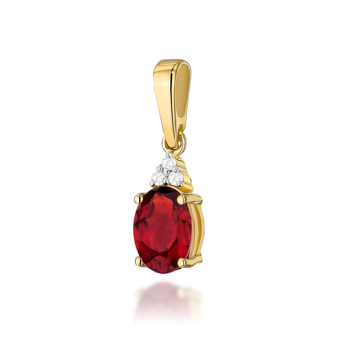 Pandantiv Aur 14K cu Rubin 1.00 ct si Diamante Naturale 0.03 ct