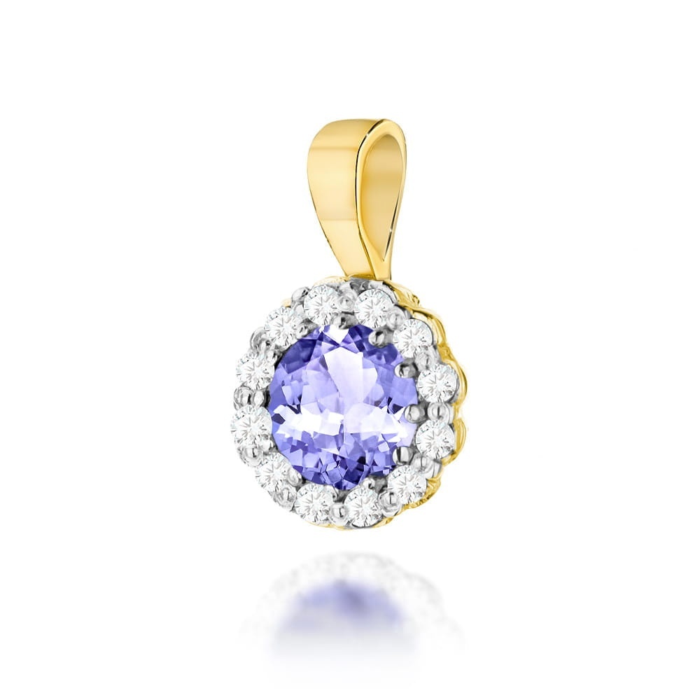 Pandantiv Aur 14K cu Tanzanit 0.50 ct si Diamante Naturale 0.10 ct