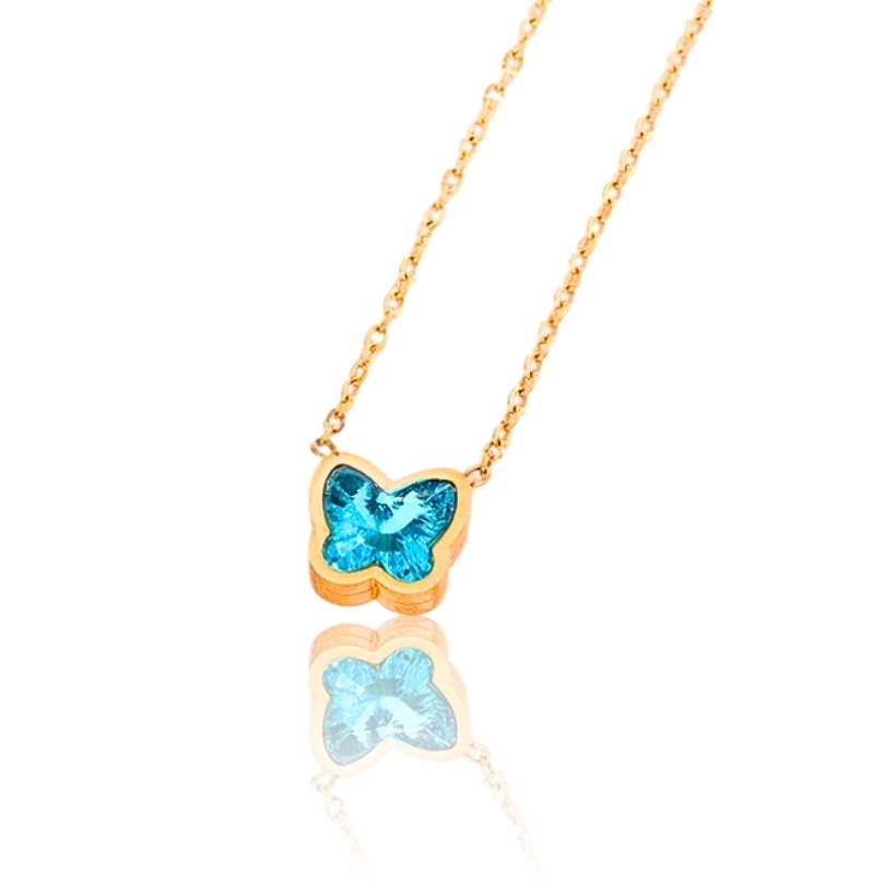 Colier placat cu aur Blue Butterfly