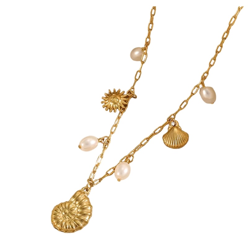 Colier placat cu aur Summer Snail