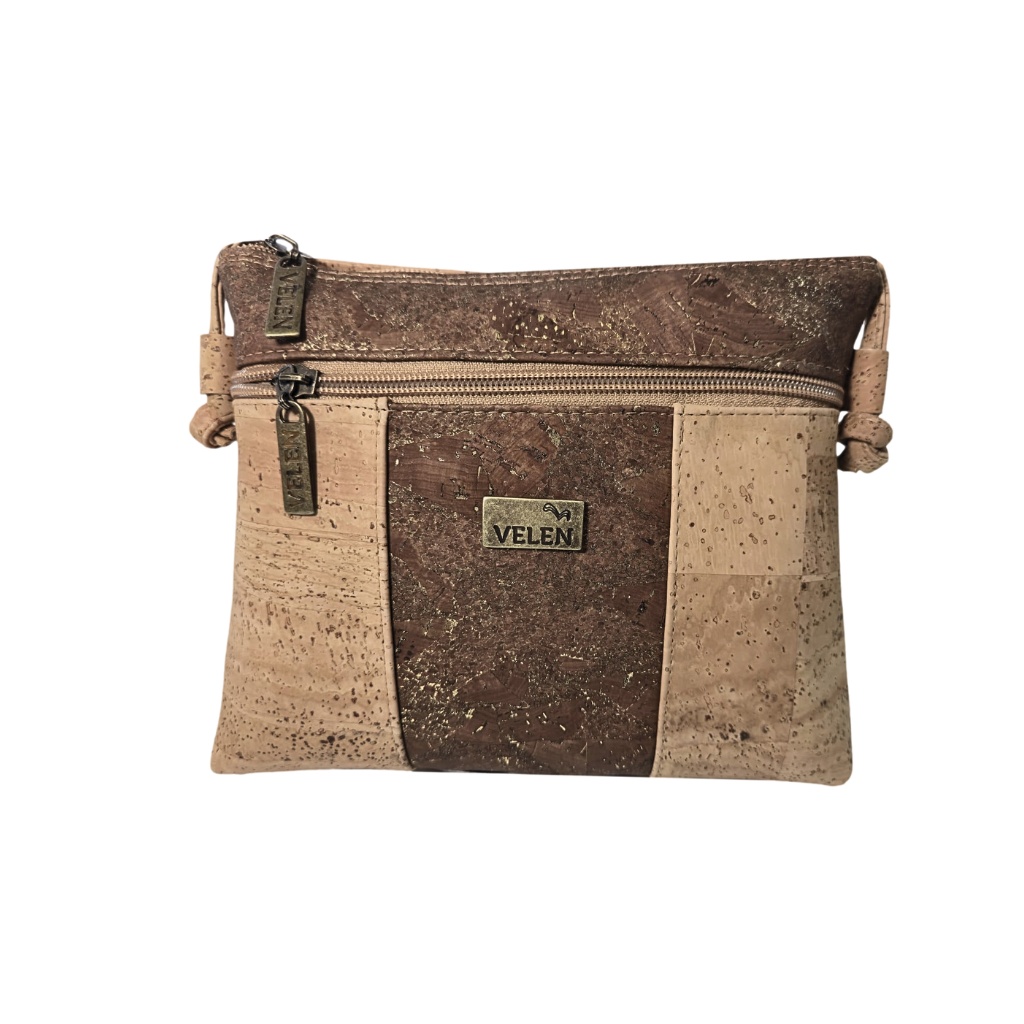 Geanta dama crossbody din pluta Natural Brown