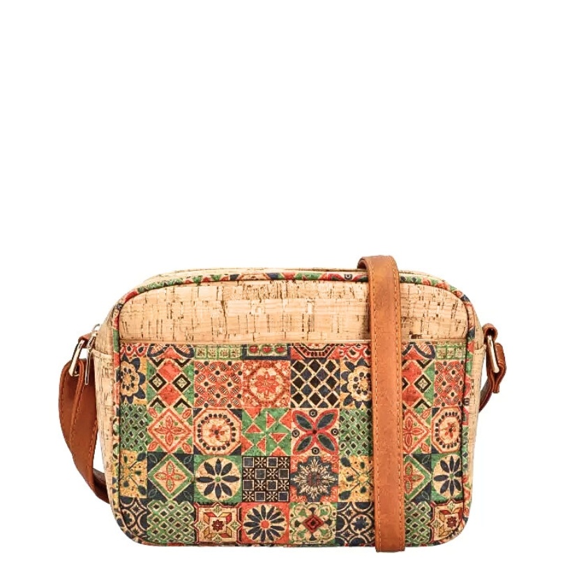 Geanta din pluta crossbody cu fermoar