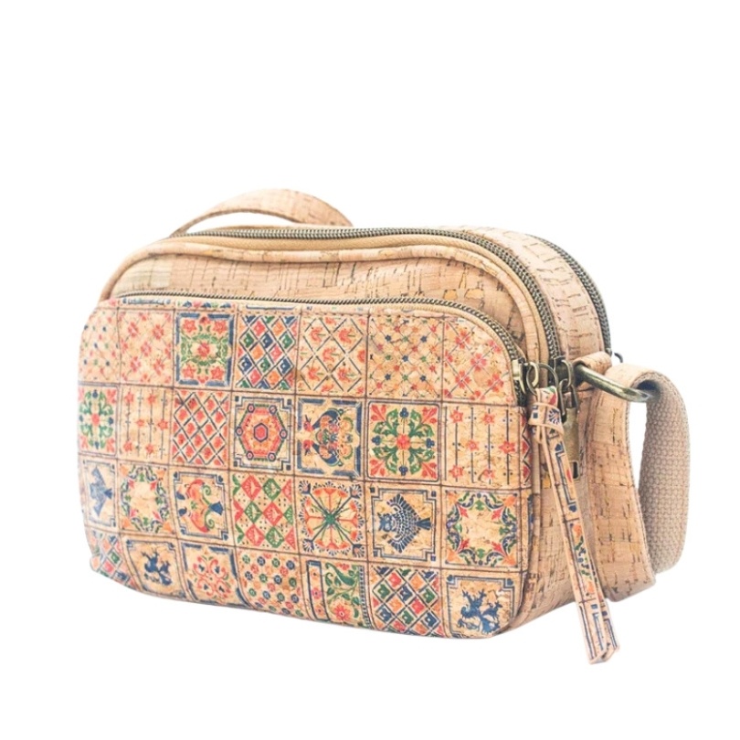 Geanta din pluta crossbody cu imprimeu colorat