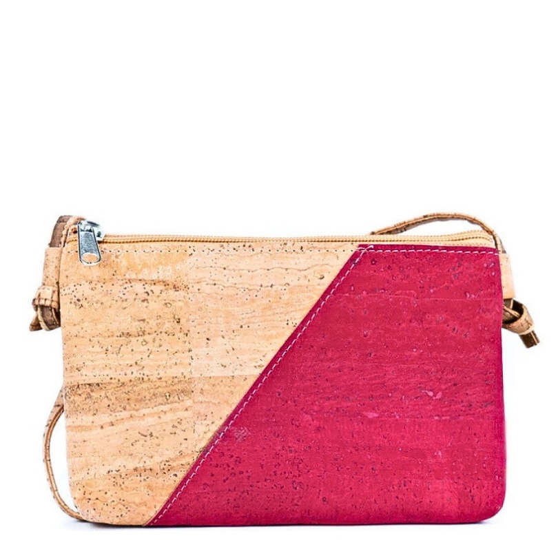 Gentuta crossbody din pluta natural - rosu