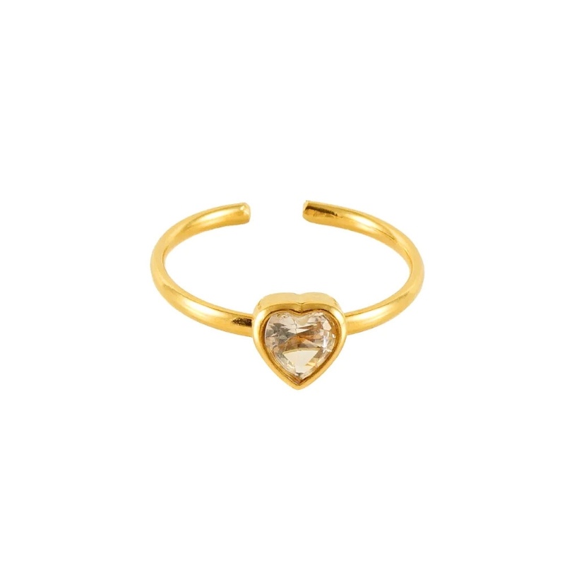 Inel deschis placat cu aur cu zirconiu alb Love