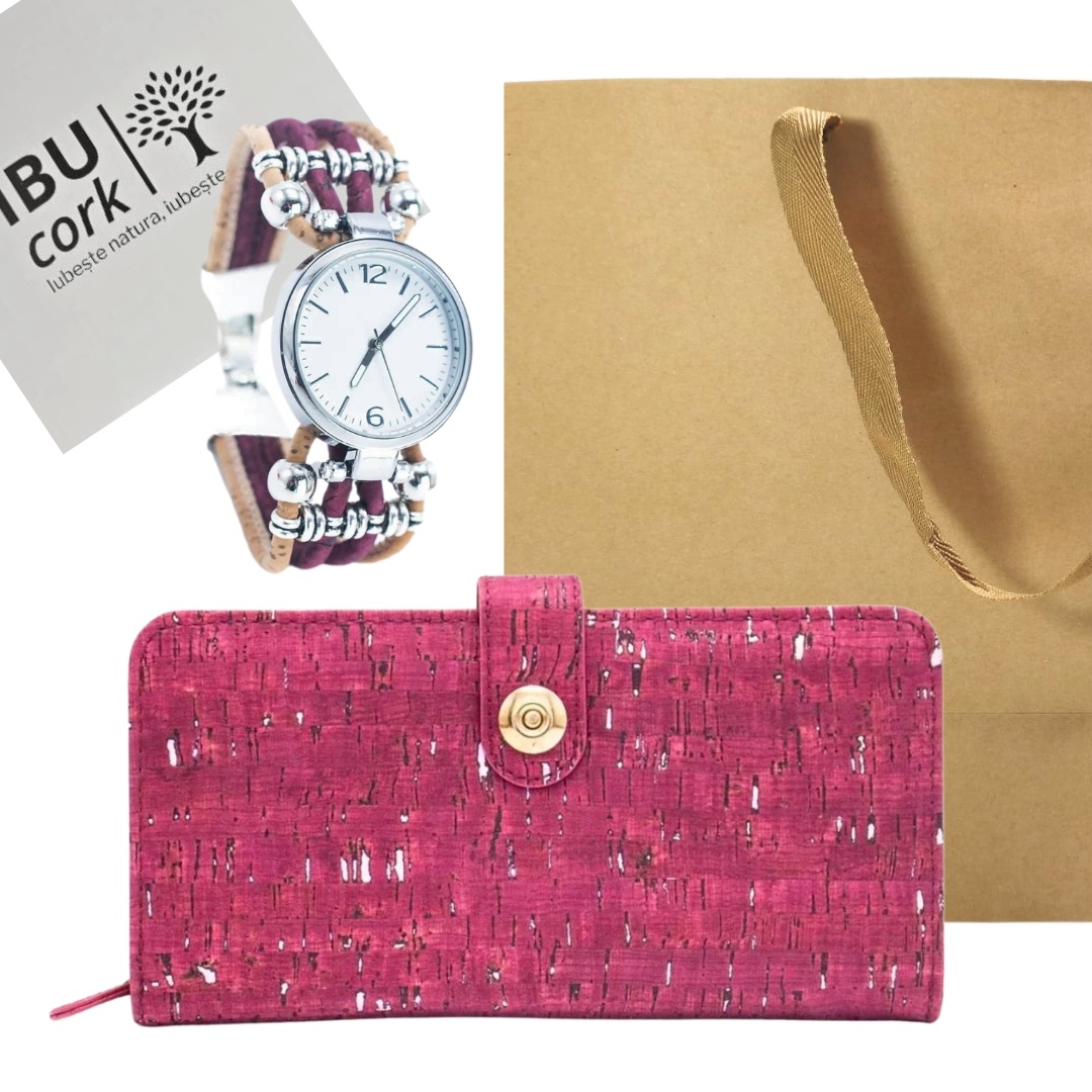 Pachet Cadou Clutch si Ceas Burgundy