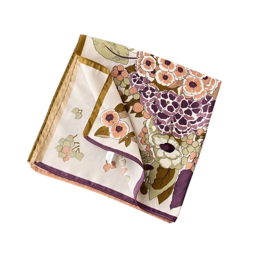 Esarfa patrata din satin Purple Flower
