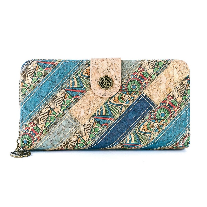 Portofel dama din pluta Patchwork albastru