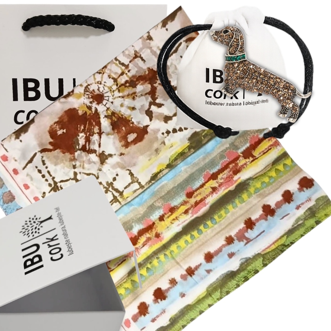 Set cadou esarfa abstracta cu brosa catel