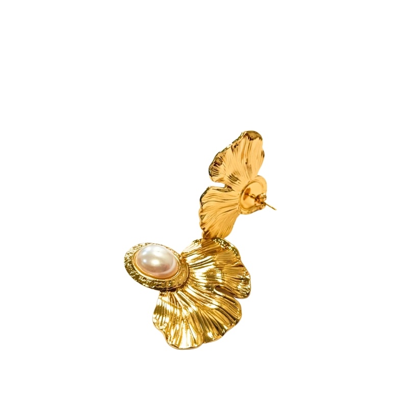 Cercei placati cu aur Pearl Flowers