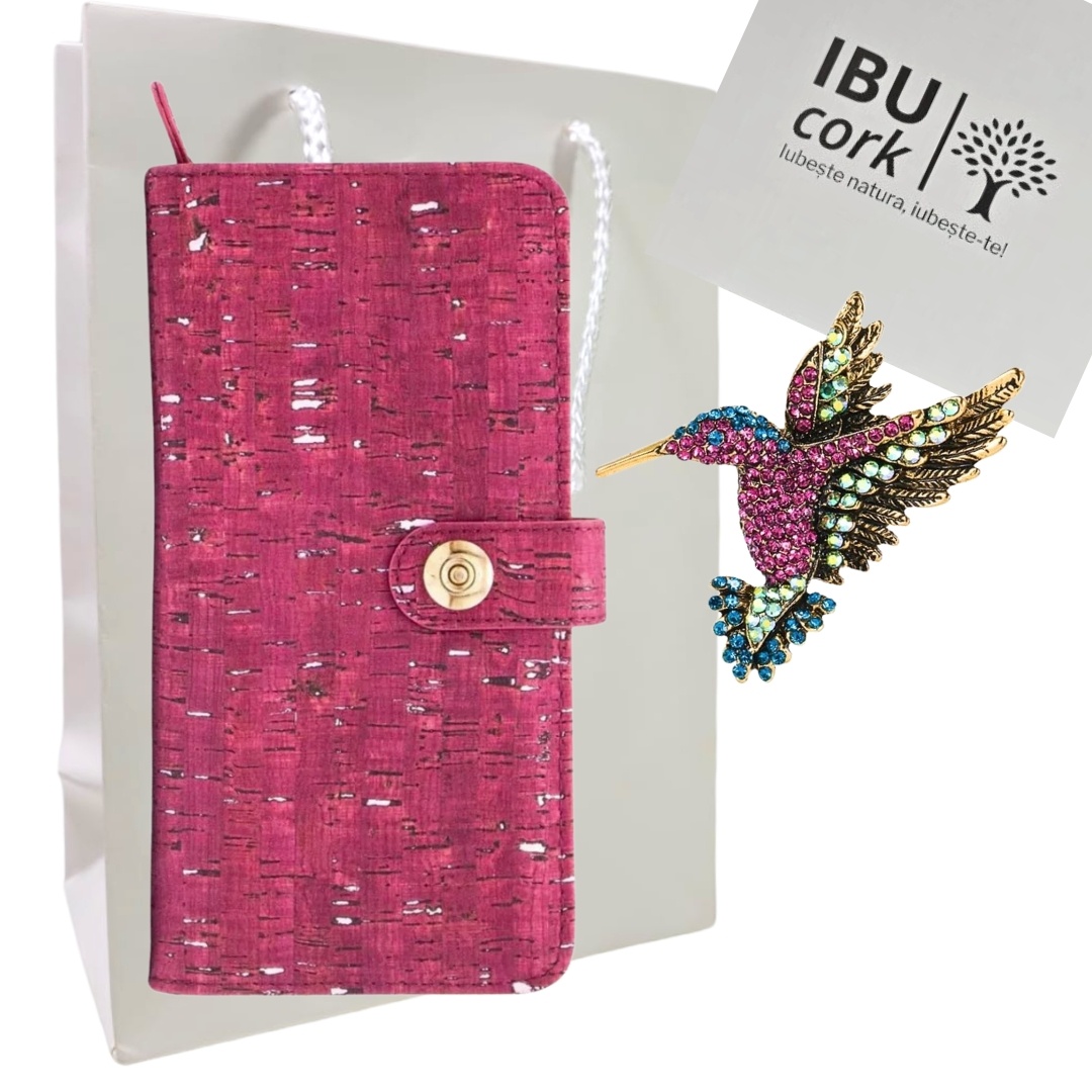 Pachet Cadou – Clutch din Pluta si Brosa Colibri
