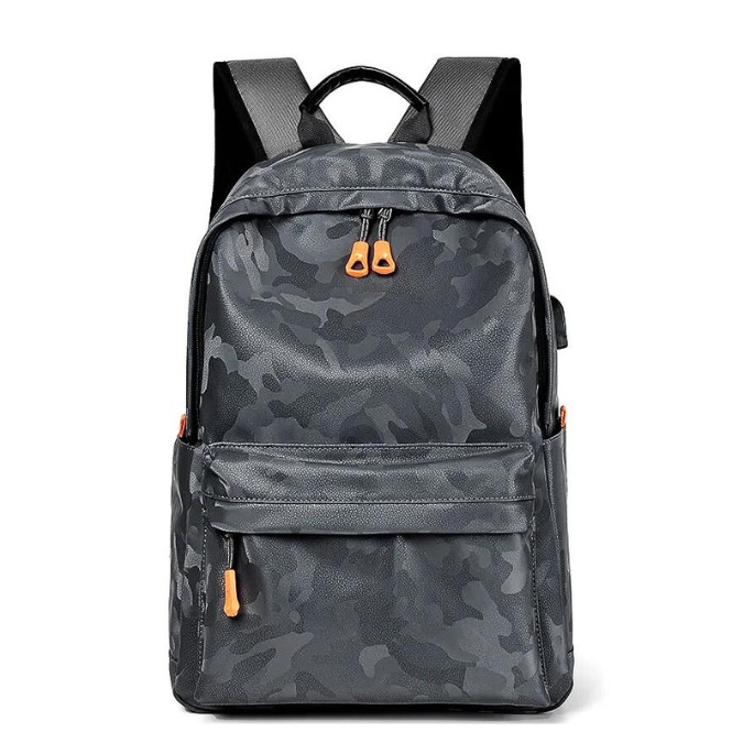 Rucsac in piele ecologica camuflaj gri