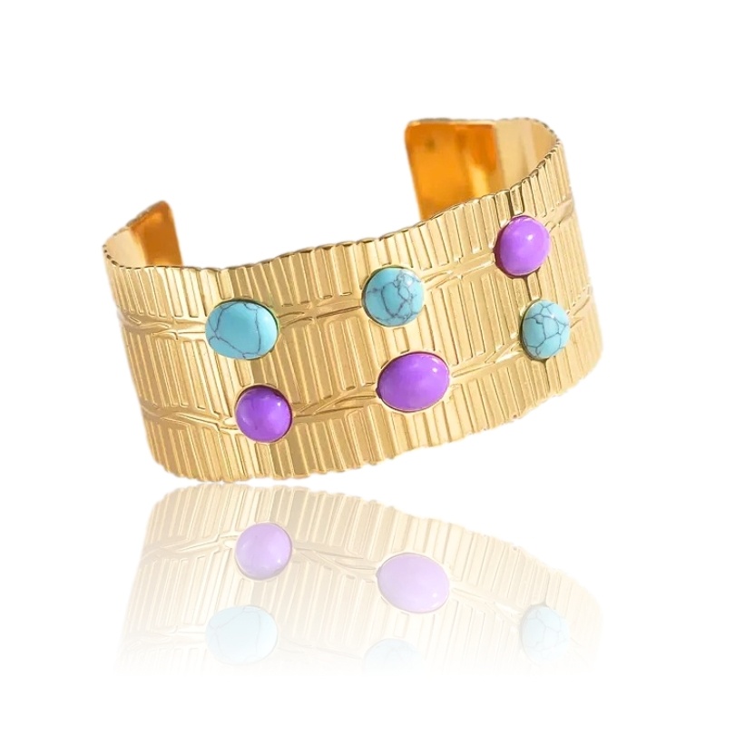 Bratara Bangle placata cu aur cu turcoaze