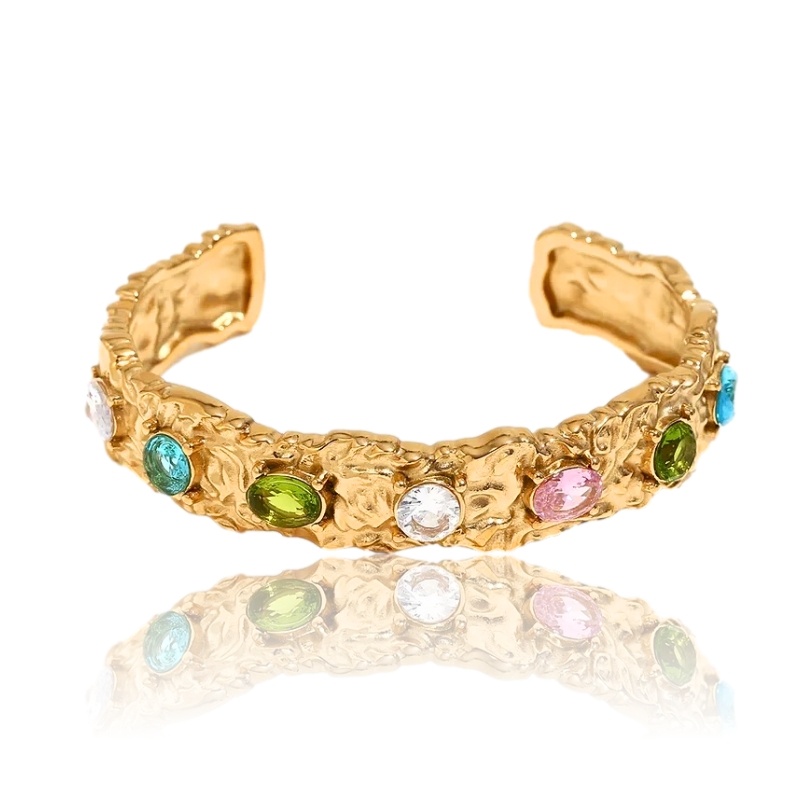 Bratara Bangle placata cu aur cu zirconii multicolore