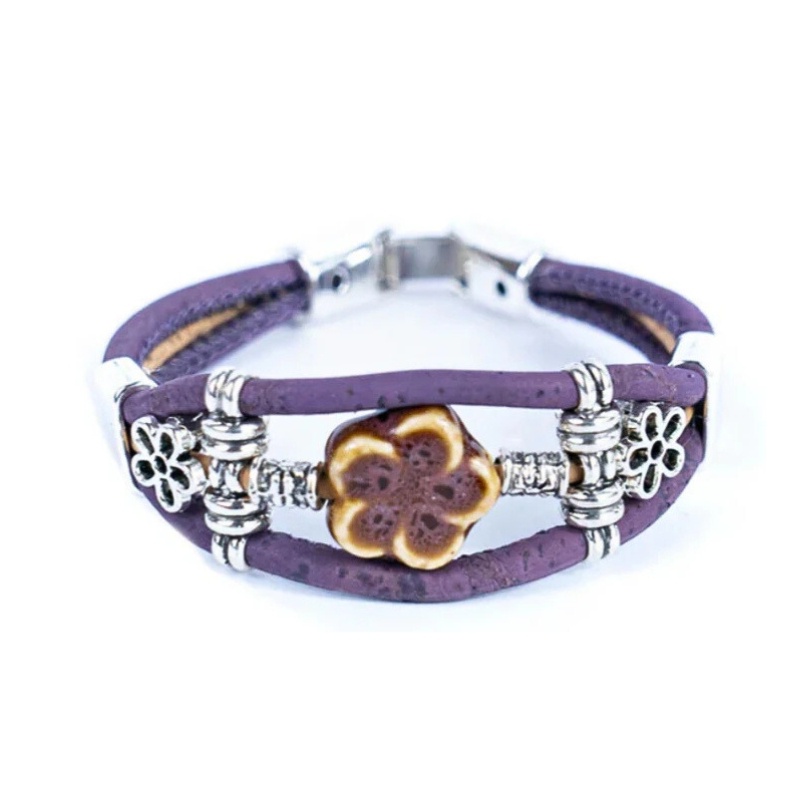 Bratara din pluta Purple Flowers