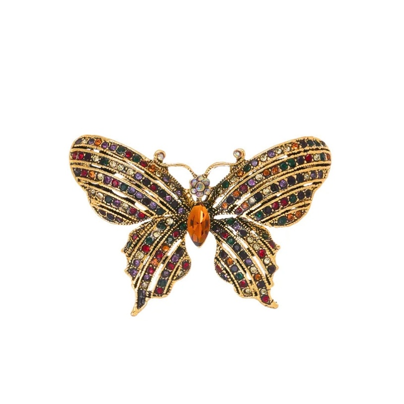 Brosa Fluture cu cristale colorate