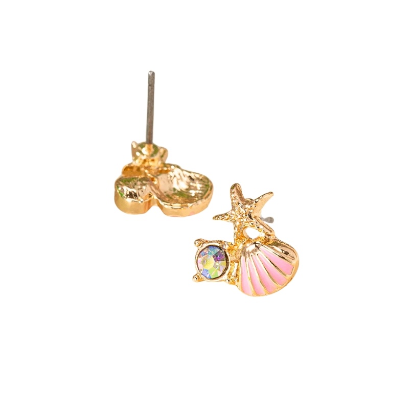 Cercei placati cu aur Pink Starfish
