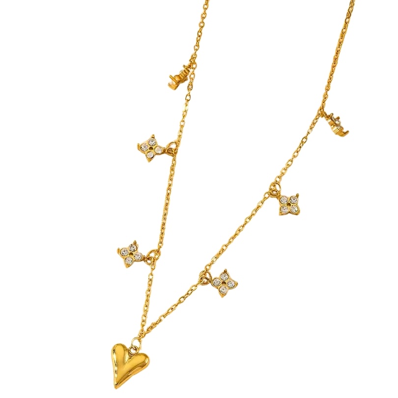 Colier reglabil placat cu aur cu zirconii Love