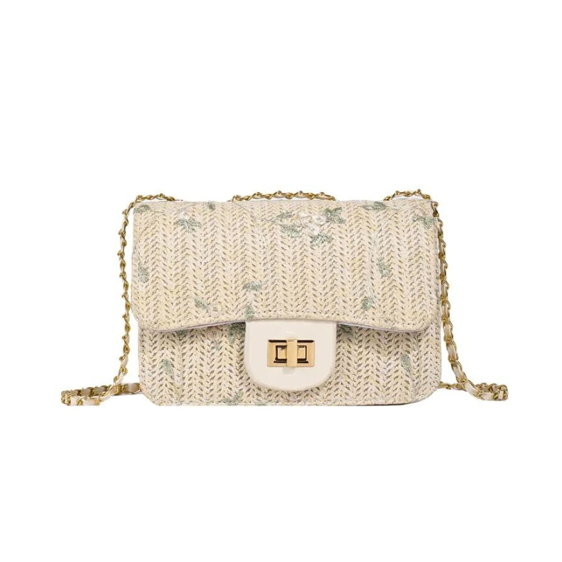 Gentuta crossbody din rafie cu broderie