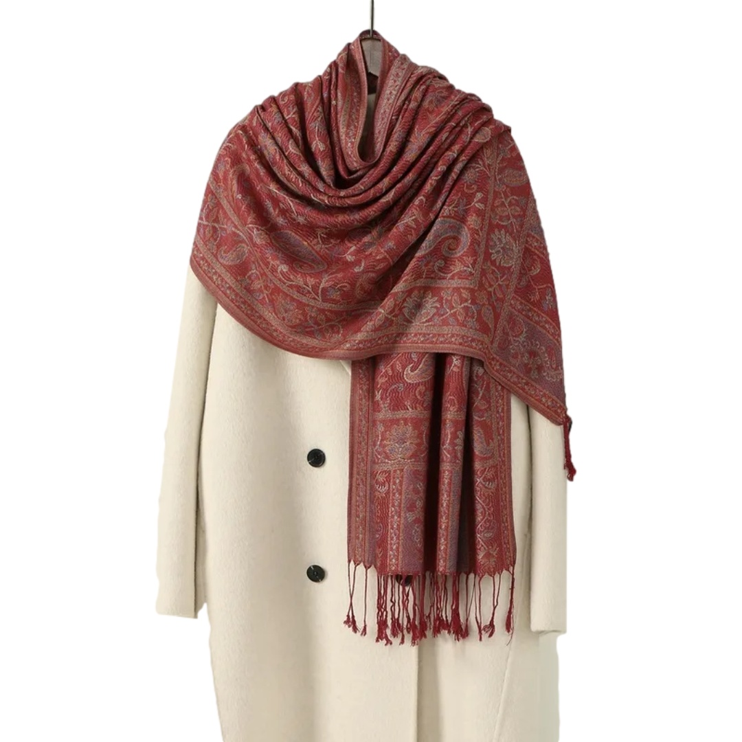 Esarfa casmir jacquard caramiziu