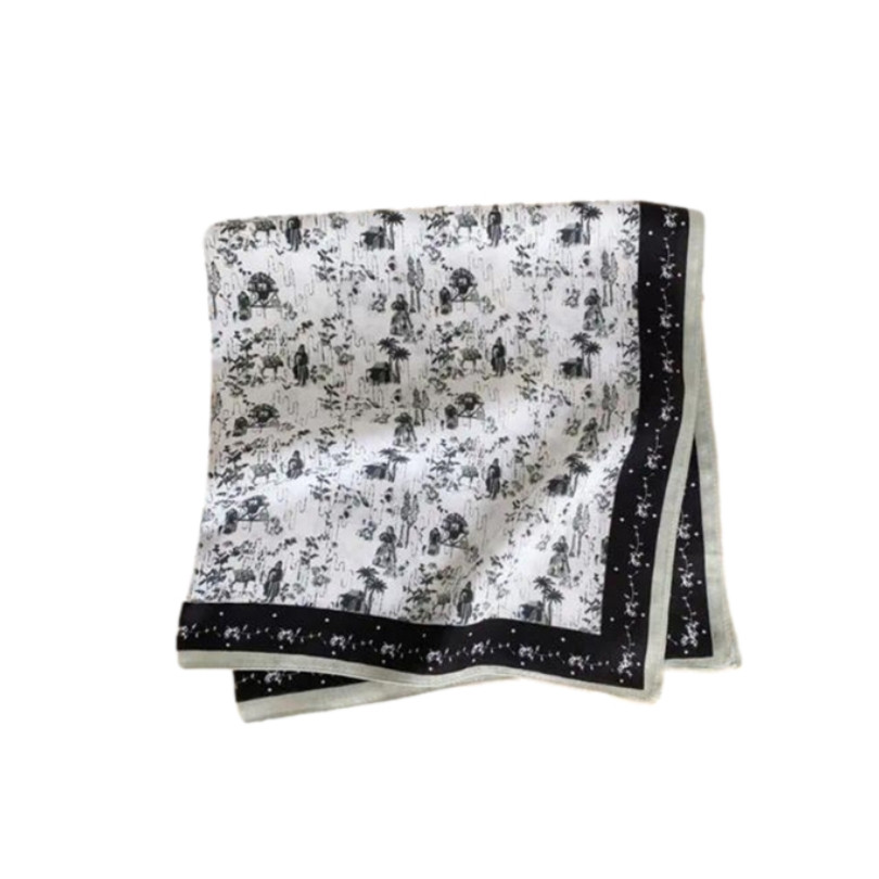 Esarfa din satin White and Black Tribe