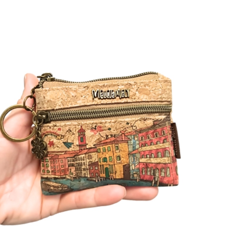 Portmoneu din pluta cu imprimeu peisaj urban