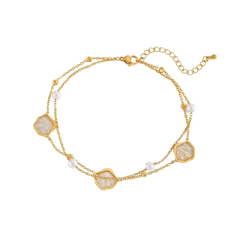 Bratara de glezna placata cu aur Summer Shell
