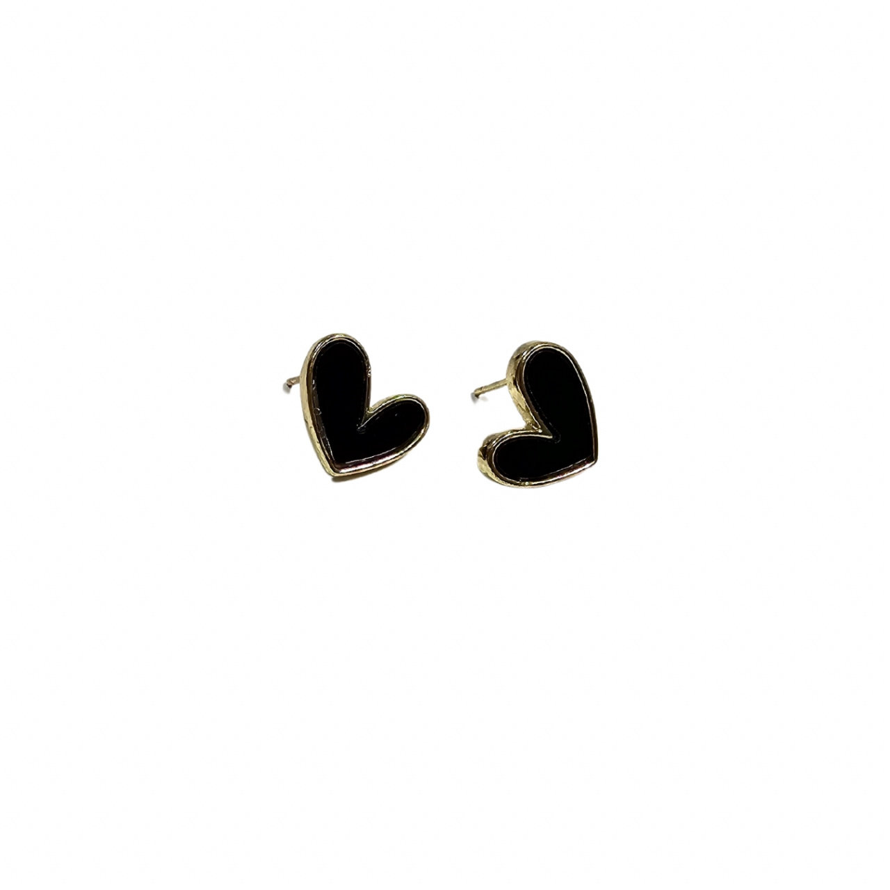 Cercei din inox cu email Black Heart