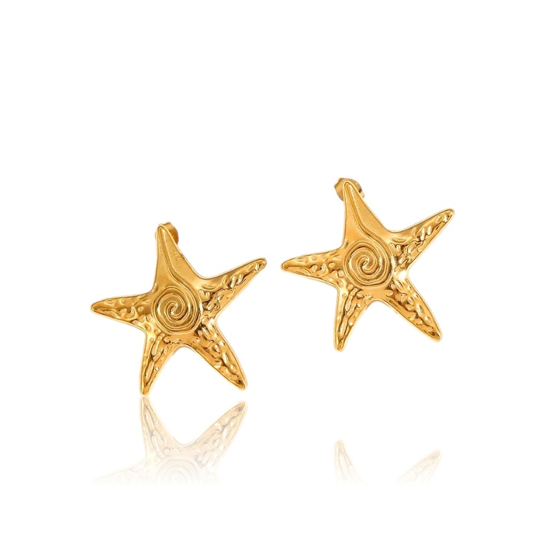 Cercei placati cu aur Gold Starfish