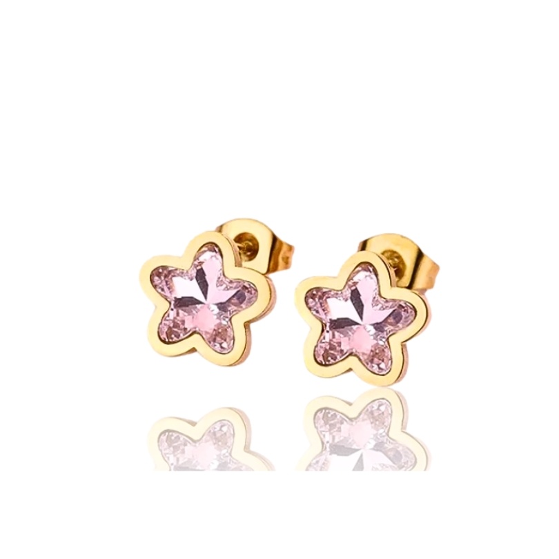 Cercei placati cu aur Pink Flower
