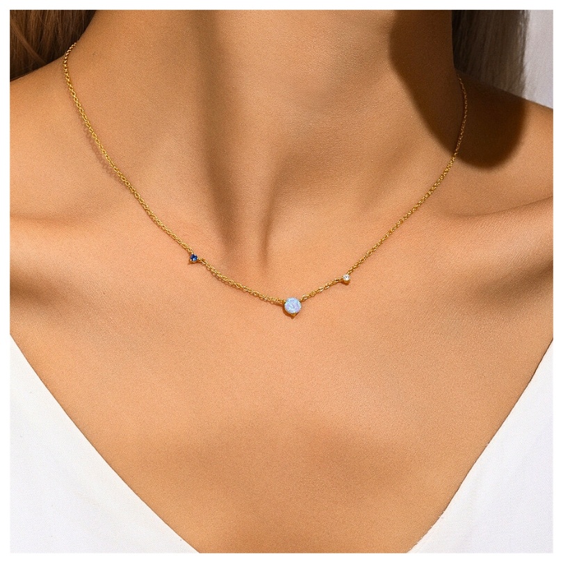 Colier reglabil din argint Opal